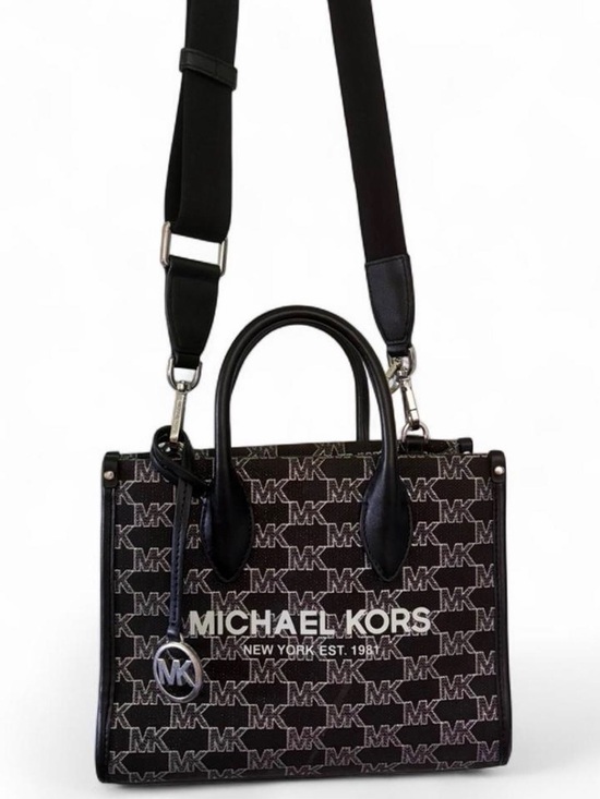Michael Kors Handbags - Michael Kors Black and White MK Logo Tote with Shoulder Strap